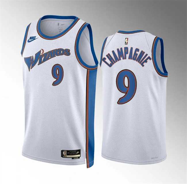 Men%27s Washington Wizards #9 Justin Champagnie White Classic Edition Stitched Basketball Jersey Dzhi